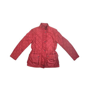 Coach Diamond Quilted Puff Jacket Full Zip Women's Size Large Color Maroon